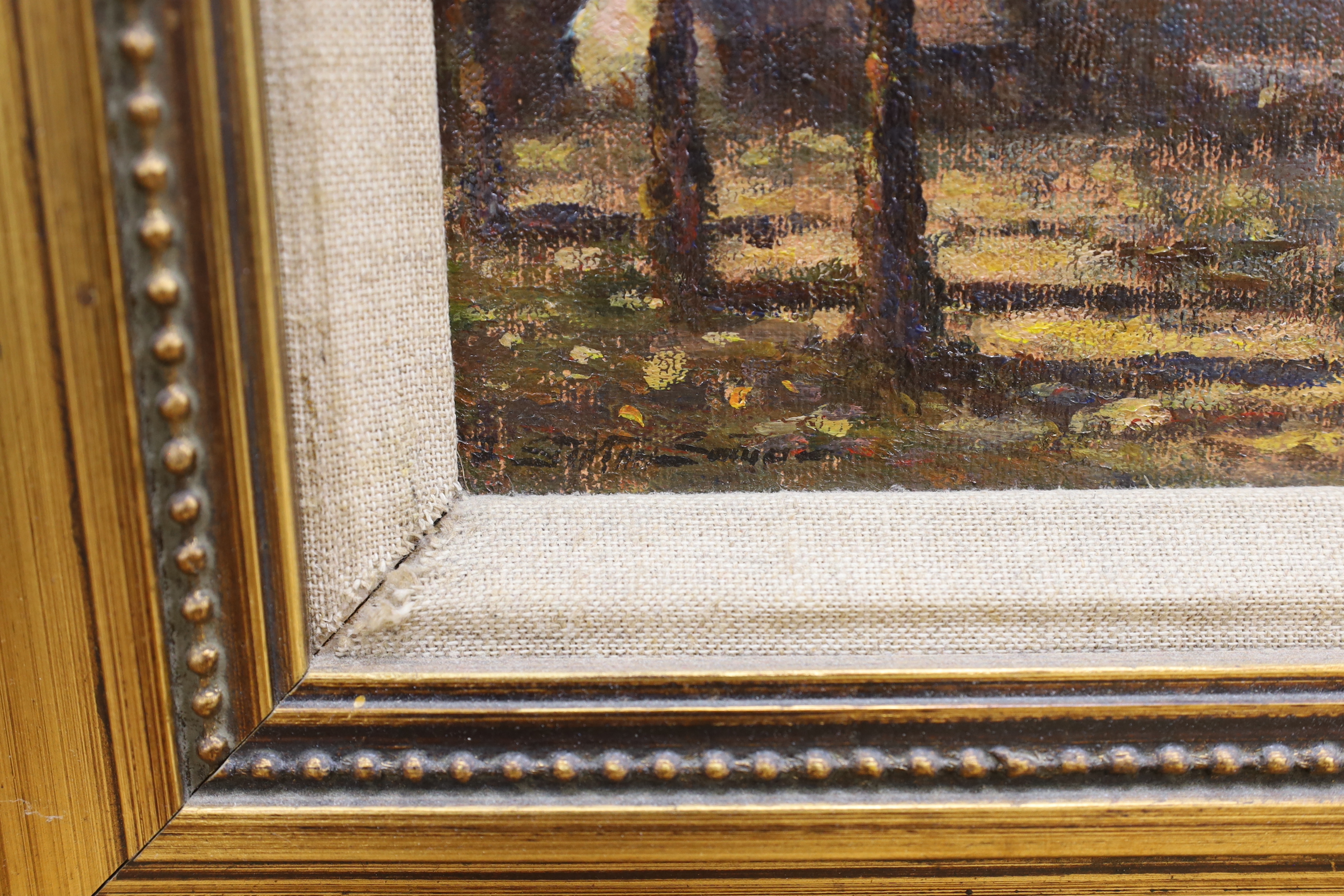 Donald Stockton-Smith (20th. C), oil on canvas, River landscape, signed, 24 x 29cm